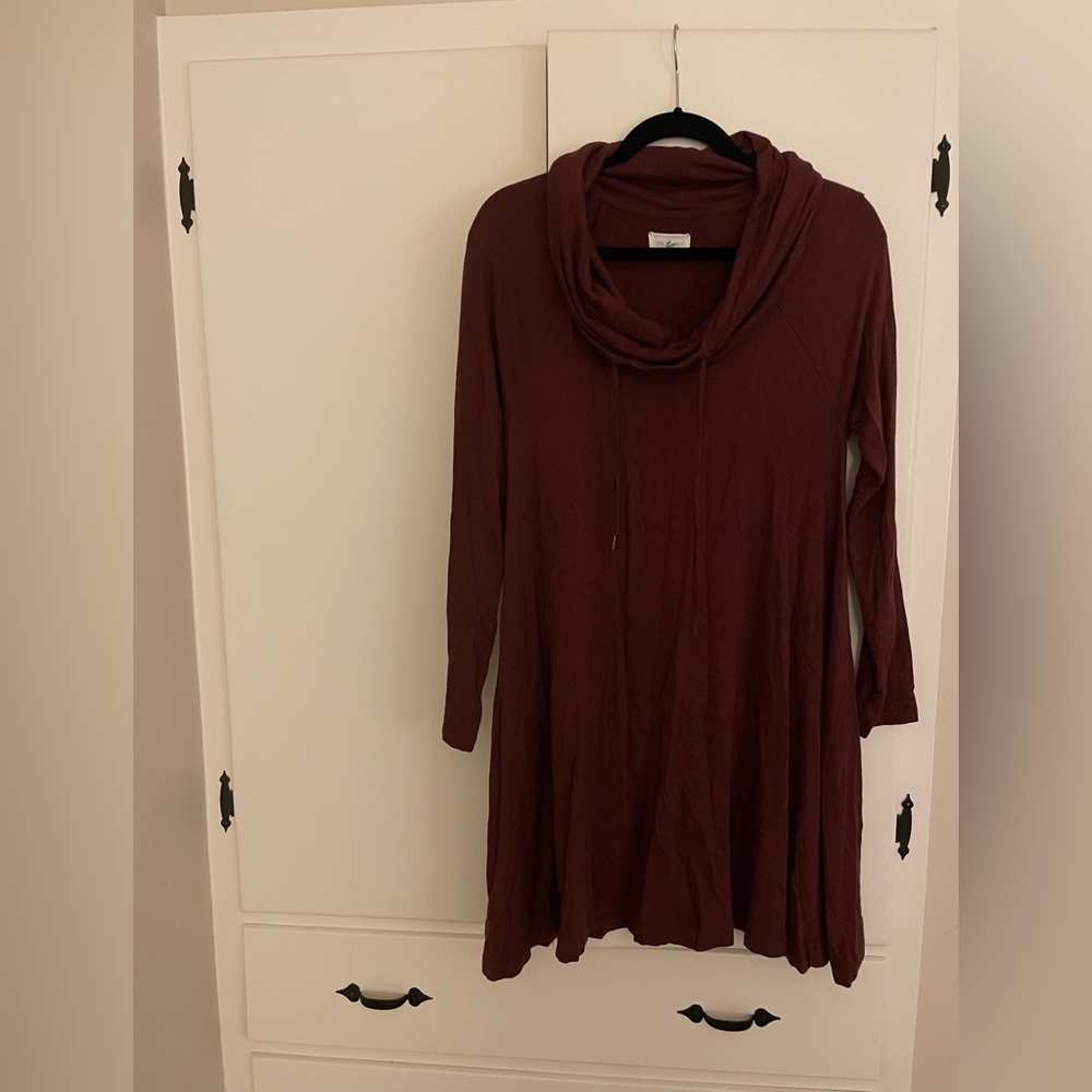 Lou & Grey Size S Baby Doll Dress Cow Neck Red Dress